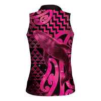 Humpback Whale Matariki New Zealand Women Sleeveless Polo Shirt NZ Maori Paikea Poutama Luxury Pink