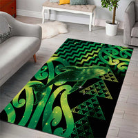 Humpback Whale Matariki New Zealand Area Rug NZ Maori Paikea Poutama Luxury Green
