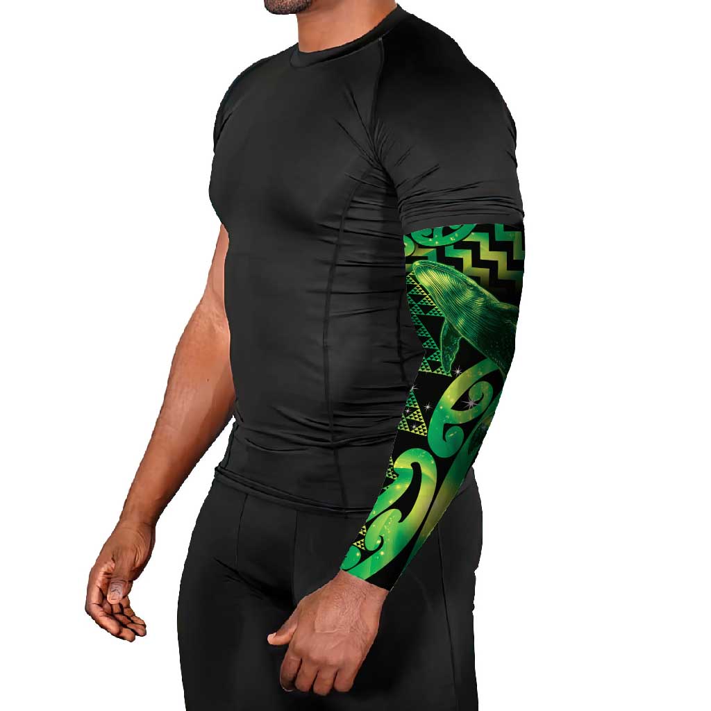 Humpback Whale Matariki New Zealand Arm Sleeves NZ Maori Paikea Poutama Luxury Green