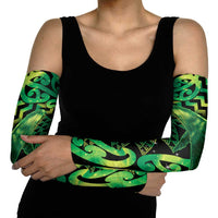 Humpback Whale Matariki New Zealand Arm Sleeves NZ Maori Paikea Poutama Luxury Green