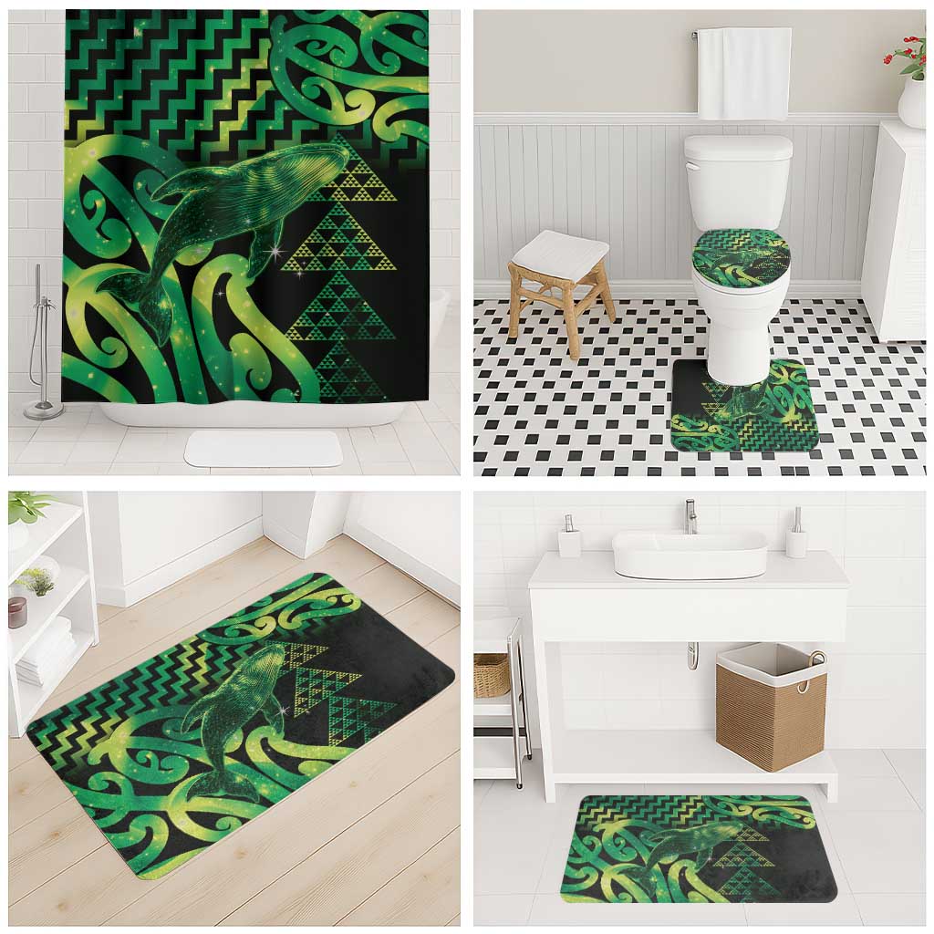 Humpback Whale Matariki New Zealand Bathroom Set NZ Maori Paikea Poutama Luxury Green