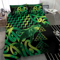 Humpback Whale Matariki New Zealand Bedding Set NZ Maori Paikea Poutama Luxury Green