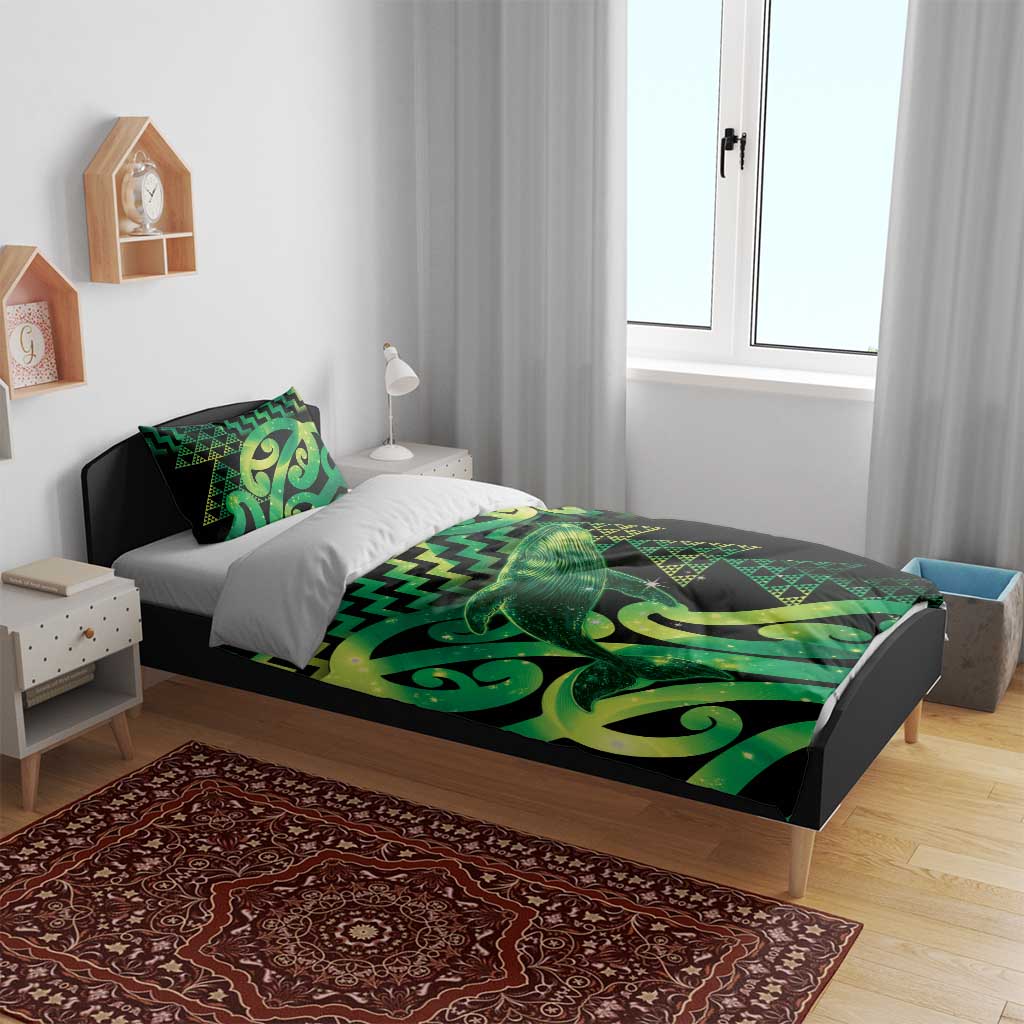 Humpback Whale Matariki New Zealand Bedding Set NZ Maori Paikea Poutama Luxury Green