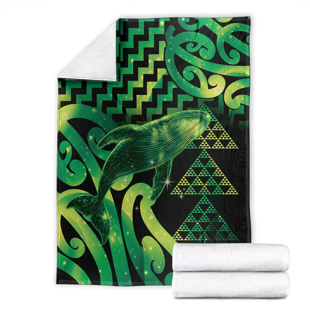 Humpback Whale Matariki New Zealand Blanket NZ Maori Paikea Poutama Luxury Green