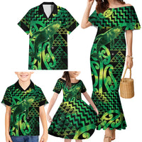 Humpback Whale Matariki New Zealand Family Matching Mermaid Dress and Hawaiian Shirt NZ Maori Paikea Poutama Luxury Green