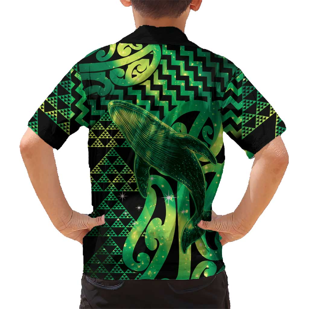 Humpback Whale Matariki New Zealand Family Matching Tank Maxi Dress and Hawaiian Shirt NZ Maori Paikea Poutama Luxury Green LT14 - Polynesian Pride