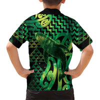 Humpback Whale Matariki New Zealand Family Matching Tank Maxi Dress and Hawaiian Shirt NZ Maori Paikea Poutama Luxury Green LT14 - Polynesian Pride