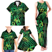 Humpback Whale Matariki New Zealand Family Matching Tank Maxi Dress and Hawaiian Shirt NZ Maori Paikea Poutama Luxury Green LT14 - Polynesian Pride