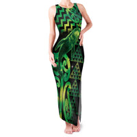 Humpback Whale Matariki New Zealand Family Matching Tank Maxi Dress and Hawaiian Shirt NZ Maori Paikea Poutama Luxury Green LT14 Mom's Dress Green - Polynesian Pride