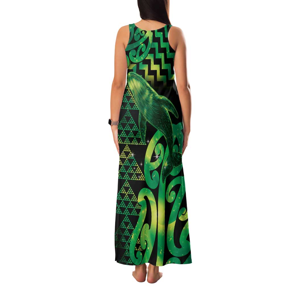 Humpback Whale Matariki New Zealand Family Matching Tank Maxi Dress and Hawaiian Shirt NZ Maori Paikea Poutama Luxury Green LT14 - Polynesian Pride