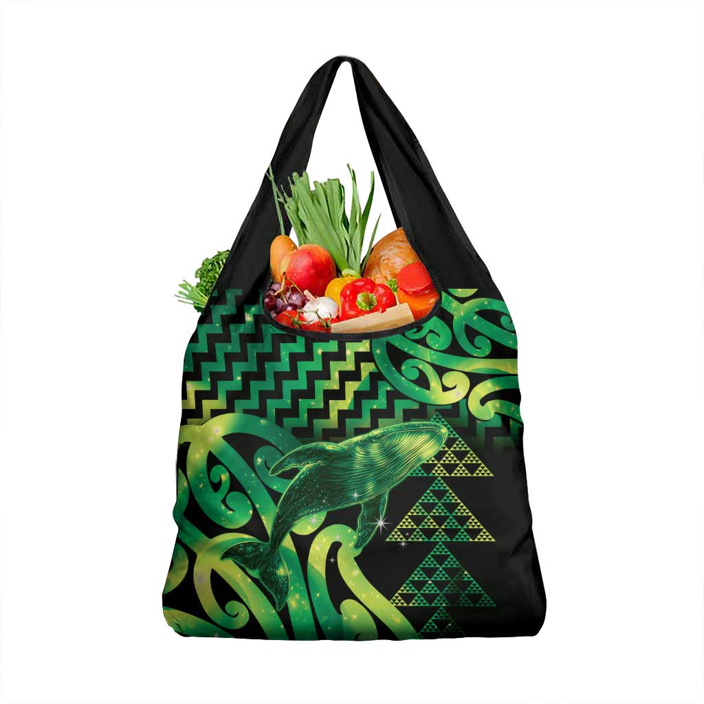 Humpback Whale Matariki New Zealand Grocery Bag NZ Maori Paikea Poutama Luxury Green