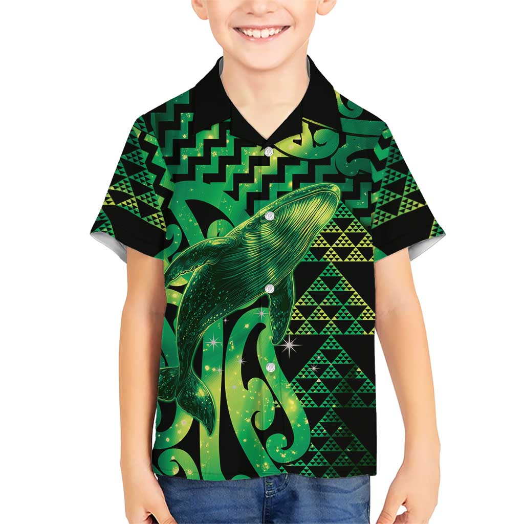 Humpback Whale Matariki New Zealand Hawaiian Shirt NZ Maori Paikea Poutama Luxury Green