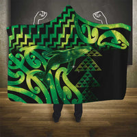 Humpback Whale Matariki New Zealand Hooded Blanket NZ Maori Paikea Poutama Luxury Green