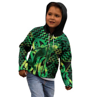 Humpback Whale Matariki New Zealand Kid Hoodie NZ Maori Paikea Poutama Luxury Green