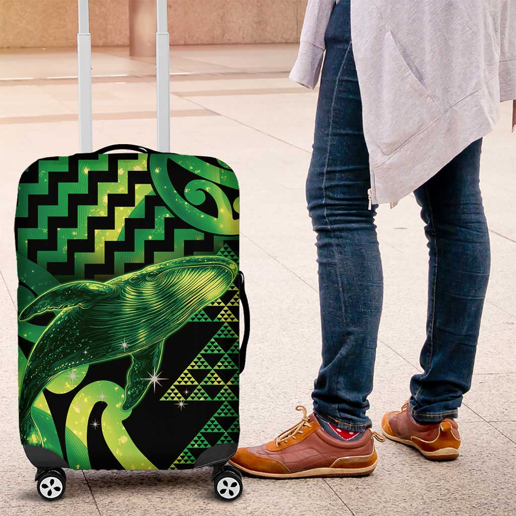 Humpback Whale Matariki New Zealand Luggage Cover NZ Maori Paikea Poutama Luxury Green