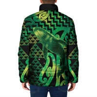 Humpback Whale Matariki New Zealand Padded Jacket NZ Maori Paikea Poutama Luxury Green