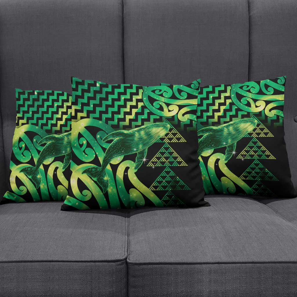 Humpback Whale Matariki New Zealand Pillow Cover NZ Maori Paikea Poutama Luxury Green
