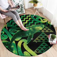 Humpback Whale Matariki New Zealand Round Carpet NZ Maori Paikea Poutama Luxury Green