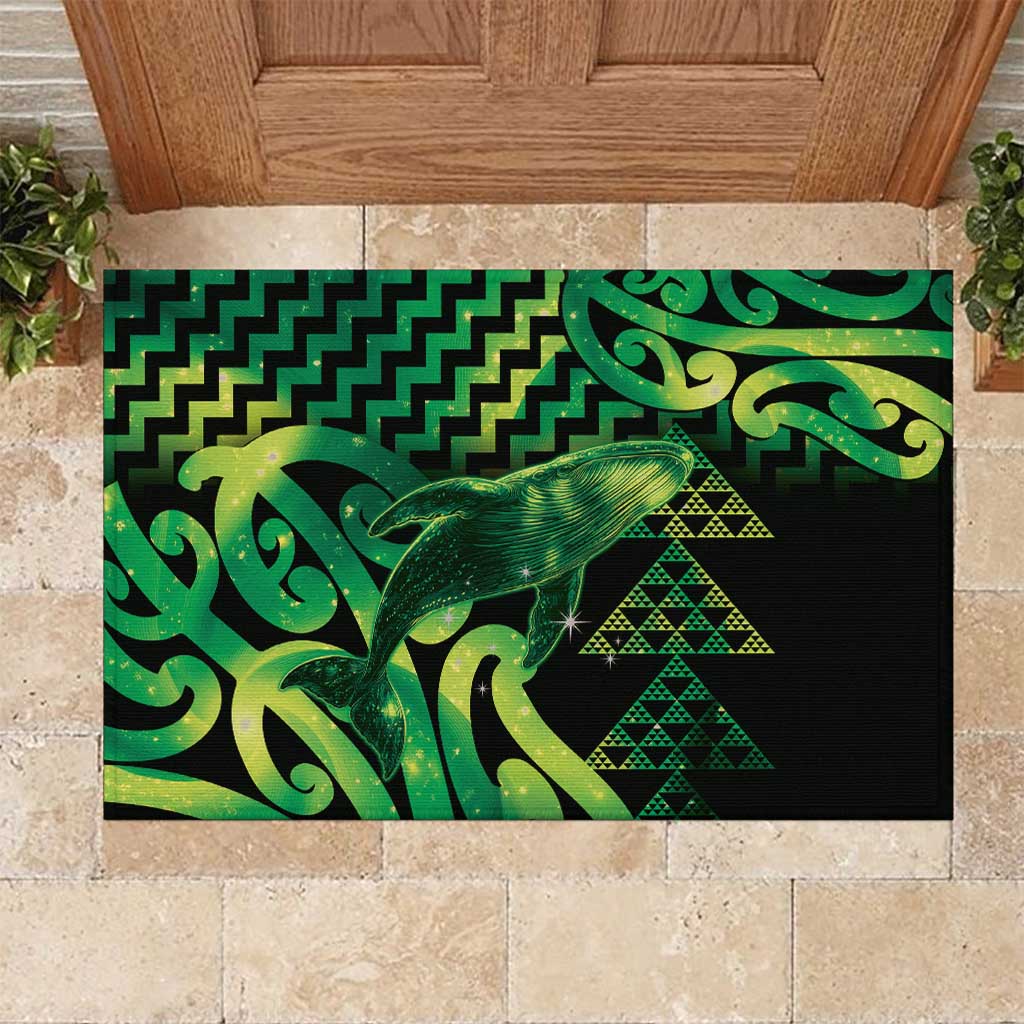 Humpback Whale Matariki New Zealand Rubber Doormat NZ Maori Paikea Poutama Luxury Green