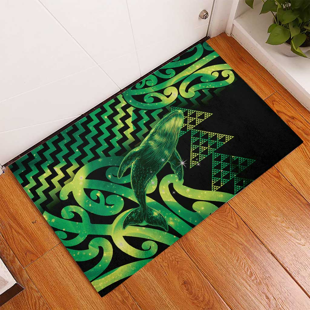 Humpback Whale Matariki New Zealand Rubber Doormat NZ Maori Paikea Poutama Luxury Green