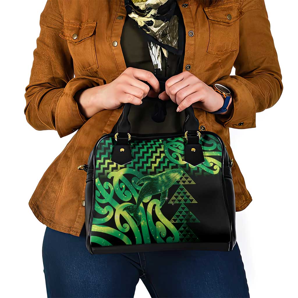 Humpback Whale Matariki New Zealand Shoulder Handbag NZ Maori Paikea Poutama Luxury Green