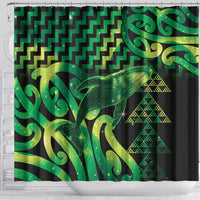 Humpback Whale Matariki New Zealand Shower Curtain NZ Maori Paikea Poutama Luxury Green