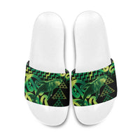 Humpback Whale Matariki New Zealand Slide Sandals NZ Maori Paikea Poutama Luxury Green