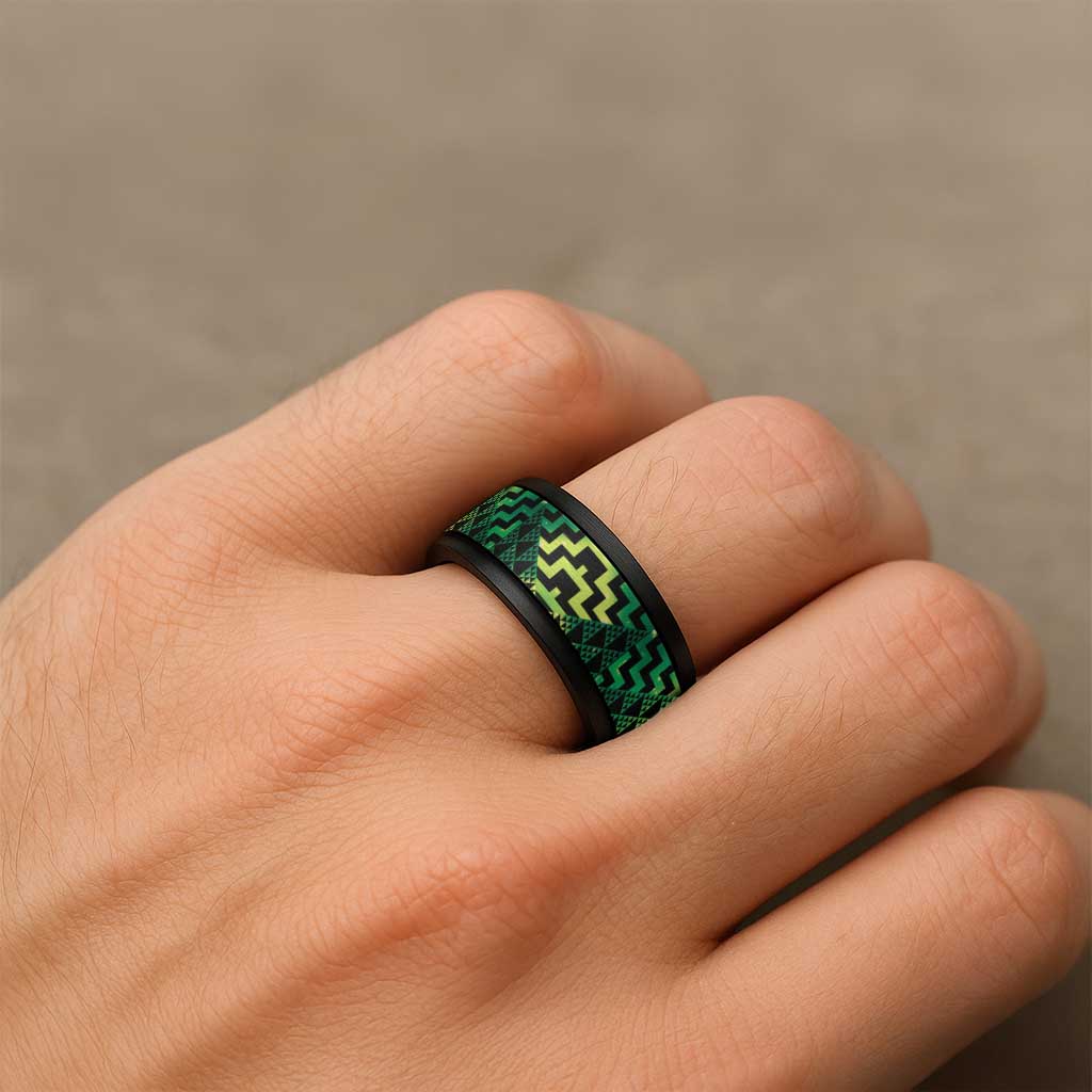 Humpback Whale Matariki New Zealand Spinner Ring NZ Maori Paikea Poutama Luxury Green LT14 - Polynesian Pride