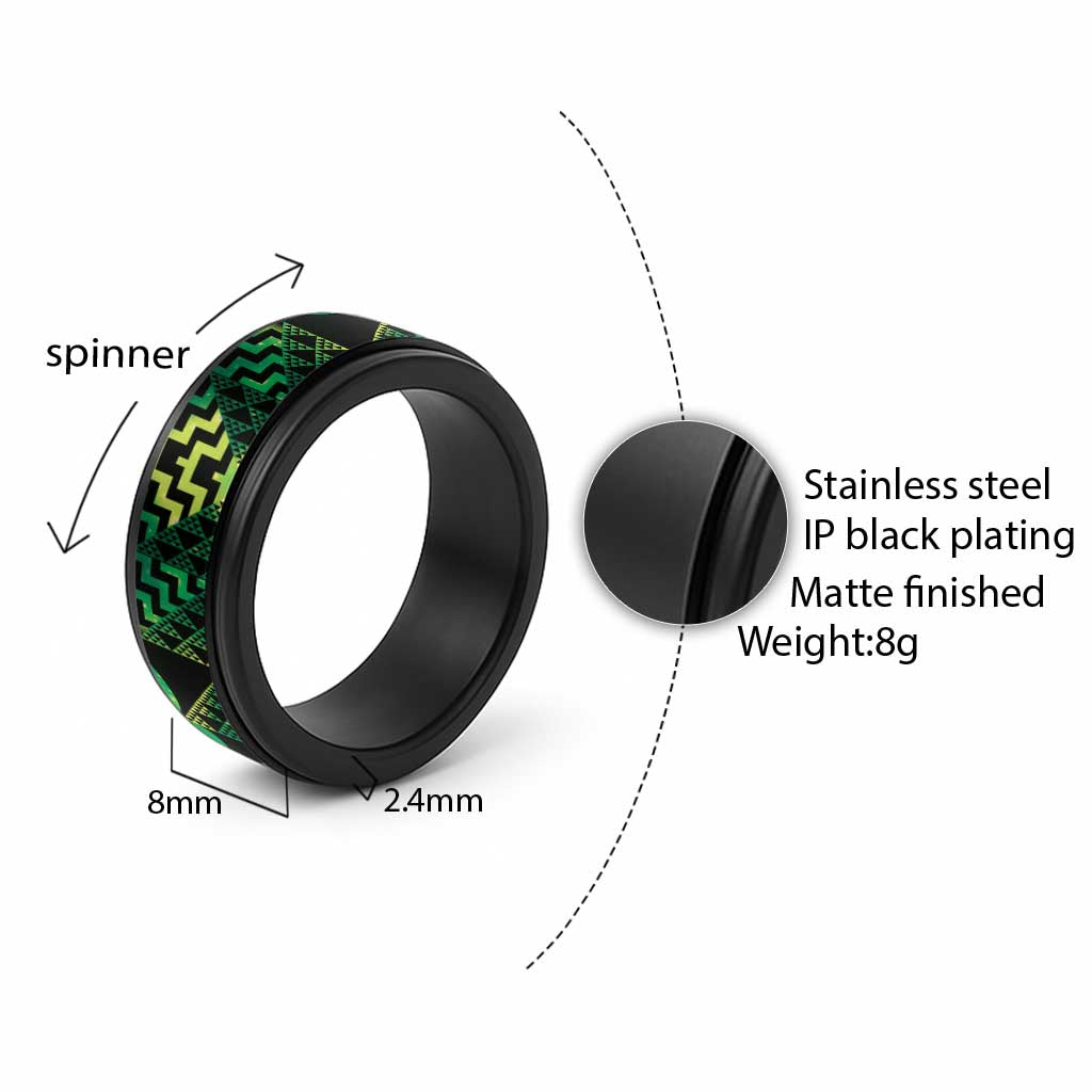 Humpback Whale Matariki New Zealand Spinner Ring NZ Maori Paikea Poutama Luxury Green LT14 - Polynesian Pride
