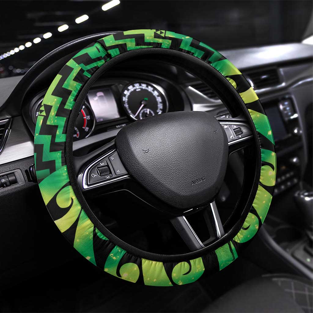 Humpback Whale Matariki New Zealand Steering Wheel Cover NZ Maori Paikea Poutama Luxury Green