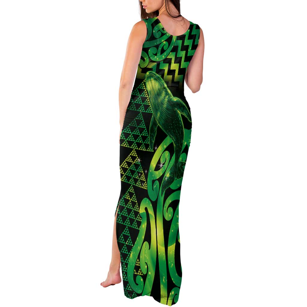 Humpback Whale Matariki New Zealand Tank Maxi Dress NZ Maori Paikea Poutama Luxury Green