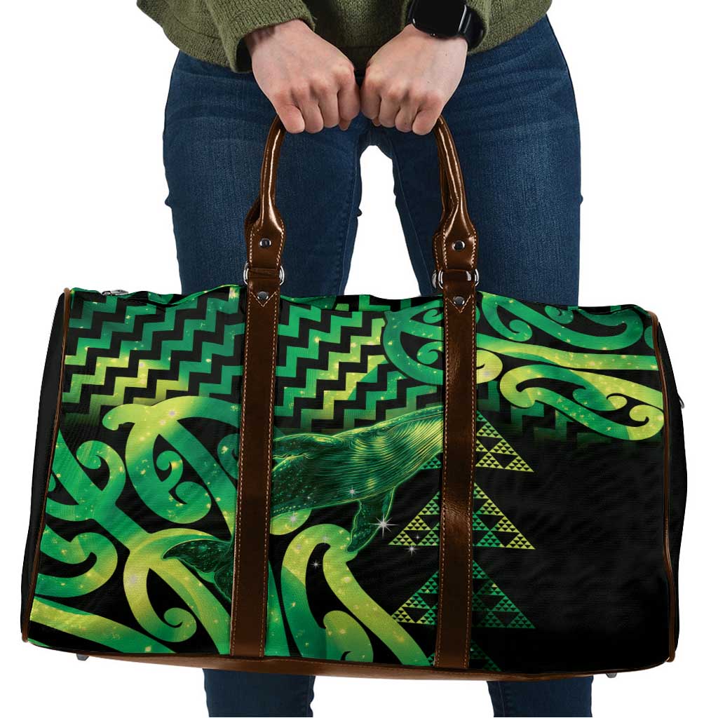 Humpback Whale Matariki New Zealand Travel Bag NZ Maori Paikea Poutama Luxury Green