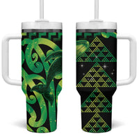 Humpback Whale Matariki New Zealand Tumbler With Handle NZ Maori Paikea Poutama Luxury Green