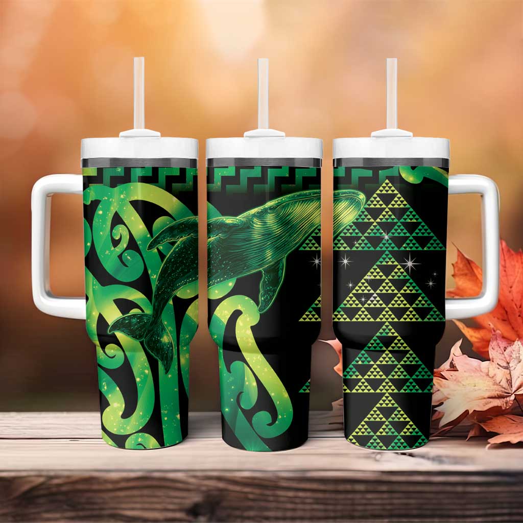 Humpback Whale Matariki New Zealand Tumbler With Handle NZ Maori Paikea Poutama Luxury Green