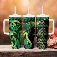 Humpback Whale Matariki New Zealand Tumbler With Handle NZ Maori Paikea Poutama Luxury Green