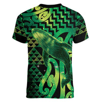 Humpback Whale Matariki New Zealand Women V-Neck T-Shirt NZ Maori Paikea Poutama Luxury Green