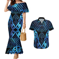 Taniko Motifs Matariki New Zealand Couples Matching Mermaid Dress and Hawaiian Shirt NZ Niho Taniwha Poutama