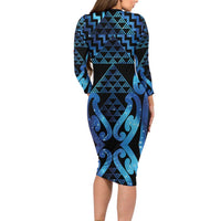 Taniko Motifs Matariki New Zealand Family Matching Long Sleeve Bodycon Dress and Hawaiian Shirt NZ Niho Taniwha Poutama