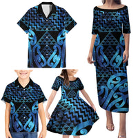 Taniko Motifs Matariki New Zealand Family Matching Puletasi and Hawaiian Shirt NZ Niho Taniwha Poutama