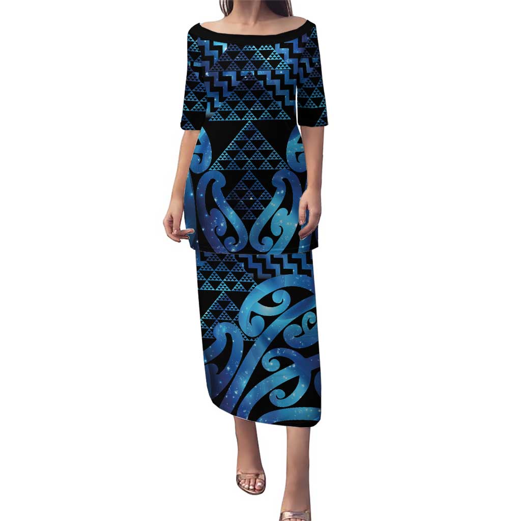 Taniko Motifs Matariki New Zealand Family Matching Puletasi and Hawaiian Shirt NZ Niho Taniwha Poutama
