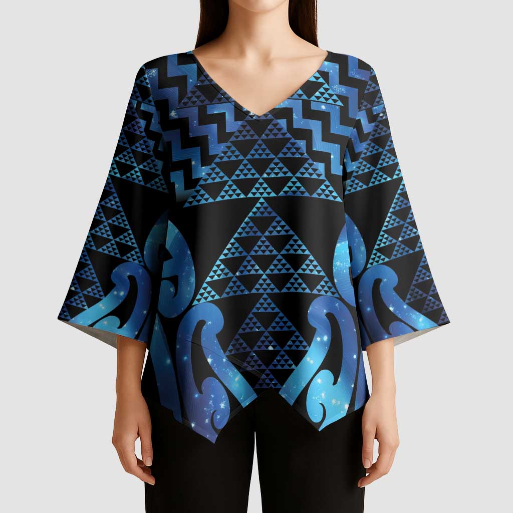 Taniko Motifs Matariki New Zealand Kimono Sleeve Blouse NZ Niho Taniwha Poutama