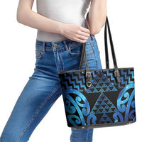 Taniko Motifs Matariki New Zealand Leather Tote Bag NZ Niho Taniwha Poutama LT14 - Polynesian Pride