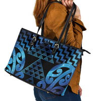 Taniko Motifs Matariki New Zealand Leather Tote Bag NZ Niho Taniwha Poutama LT14 - Polynesian Pride