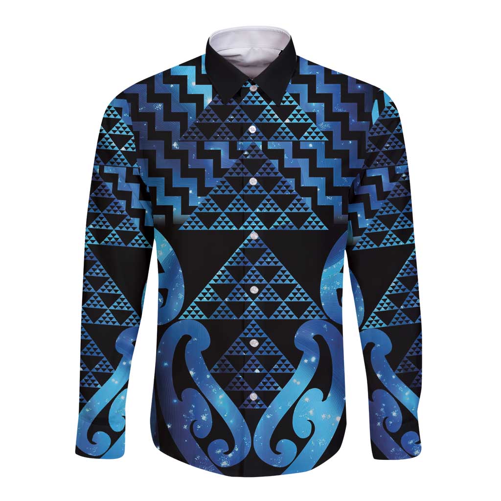 Taniko Motifs Matariki New Zealand Long Sleeve Button Shirt NZ Niho Taniwha Poutama