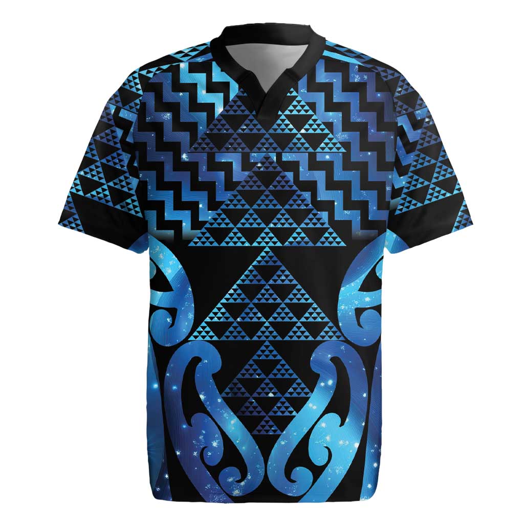Taniko Motifs Matariki New Zealand Rugby Jersey NZ Niho Taniwha Poutama LT14 Blue - Polynesian Pride