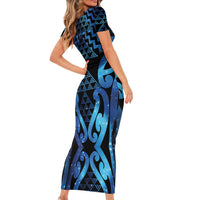 Taniko Motifs Matariki New Zealand Short Sleeve Bodycon Dress NZ Niho Taniwha Poutama