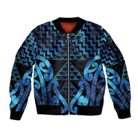 Taniko Motifs Matariki New Zealand Sleeve Zip Bomber Jacket NZ Niho Taniwha Poutama