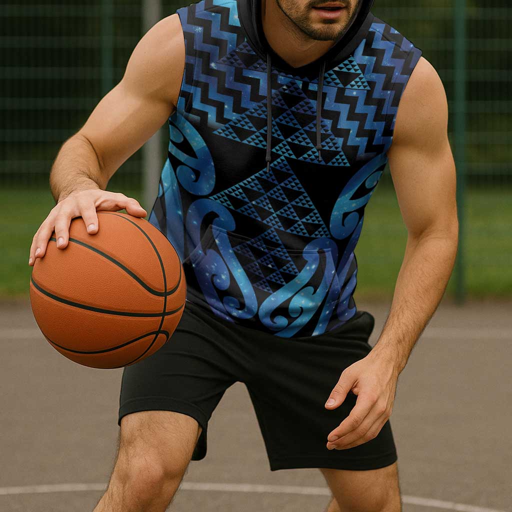 Taniko Motifs Matariki New Zealand Sleeveless Hoodie NZ Niho Taniwha Poutama
