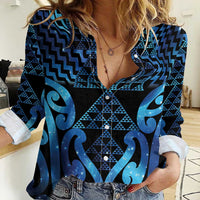 Taniko Motifs Matariki New Zealand Women Casual Shirt NZ Niho Taniwha Poutama