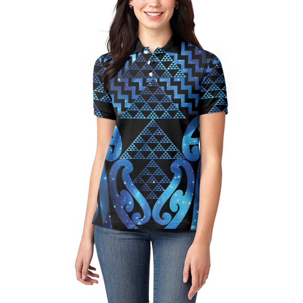 Taniko Motifs Matariki New Zealand Women Polo Shirt NZ Niho Taniwha Poutama